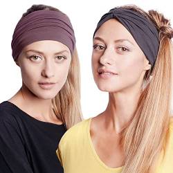 BLOM Original Haarband Stirnband Damen Zweierpack - Haarband Damen Yoga, Modeaccessoire, Workout, Sport Fitnessstudio - Stirnband Damen Sport Breit, Schweißableitend & Dehnbar von BLOM