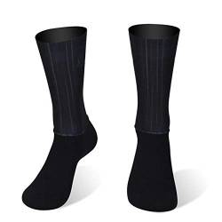 BLOMDE Kompressionsstrümpfe Damen Anti-Rutsch-Silikon Sommer Aero Weiße Linie Radsport Sport Laufsocken-Schwarz_S 35-39 von BLOMDE