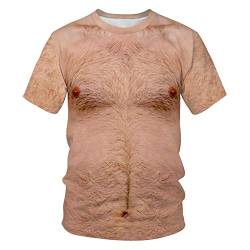 Herren T Shirt Muskel Brusthaar 3D-Druck Sommermode T-Shirt Kurzärmelige T-Shirt Herren- Und Damenoberteile-Tx-01_XL von BLOMDE