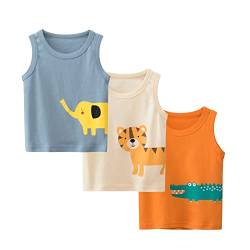 BLOMDES Jungen Baumwolle Tank Weste Sommer Unterhemd 3 Pack Elefanten Weste 3-4 Jahre von BLOMDES