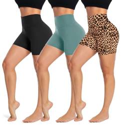 BLONGW 3er Pack Radlerhose Damen Hohe Taille Kurze Sporthose Blickdicht Shorts Leggings Unterhosen Hotpants Boxershorts für Sport Yoga Gym von BLONGW