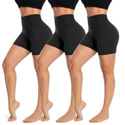 BLONGW 3er Pack Radlerhose Damen Hohe Taille Kurze Sporthose Blickdicht Shorts Leggings Unterhosen Hotpants Boxershorts für Sport Yoga Gym von BLONGW