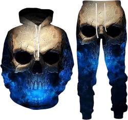 BLOORI 3D Totenkopf Herren und Damen Trainingsanzug Jogging Set Männer Sportanzug Männer Sweatshirt Hosen (Totenkopf5,2XL) von BLOORI