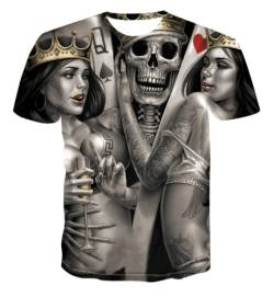 Herren T-Shirt mit Totenkopf 3D Tshirt T-Shirts für Herren Shirt Herren Kurzarm T Shirts Männer Modern T Shirt (Totenkopf5,5XL) von BLOORI