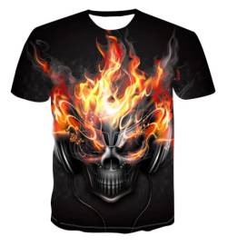 Herren T-Shirt mit Totenkopf 3D Tshirt T-Shirts für Herren Shirt Herren Kurzarm T Shirts Männer Modern T Shirt (Totenkopf6,2XL) von BLOORI
