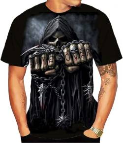 Totenkopf T-Shirt Kurzarm Herren-T-Shirt Bedruckte Lässige Übergroße Kurzarmkleidung Für Männer Streetwear 3D-Druck-Top-T-Shirts (Totenkopf2,L) von BLOORI
