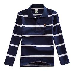 Langarm-Poloshirt für Jungen und Mädchen, Baumwolle, gestreift, für Kinder, Hemden, Jungen, T-Shirt, Uniform, Schulkleidung Gr. 11 Jahre, C von BLOSSOMLIFE