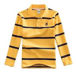 Langarm-Poloshirt für Jungen und Mädchen, Baumwolle, gestreift, für Kinder, Hemden, Jungen, T-Shirt, Uniform, Schulkleidung Gr. 11 Jahre, G. von BLOSSOMLIFE