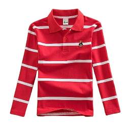 Langarm-Poloshirt für Jungen und Mädchen, Baumwolle, gestreift, für Kinder, Hemden, Jungen, T-Shirt, Uniform, Schulkleidung Gr. 13 Jahre, E von BLOSSOMLIFE