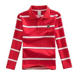 Langarm-Poloshirt für Jungen und Mädchen, Baumwolle, gestreift, für Kinder, Hemden, Jungen, T-Shirt, Uniform, Schulkleidung Gr. 15 Jahre, E von BLOSSOMLIFE