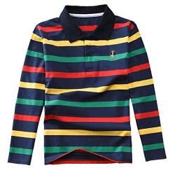 Langarm-Poloshirt für Jungen und Mädchen, Baumwolle, gestreift, für Kinder, Hemden, Jungen, T-Shirt, Uniform, Schulkleidung Gr. 15 Jahre, J. von BLOSSOMLIFE