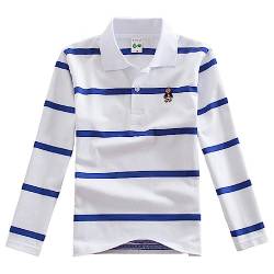 Langarm-Poloshirt für Jungen und Mädchen, Baumwolle, gestreift, für Kinder, Hemden, Jungen, T-Shirt, Uniform, Schulkleidung Gr. 7 Jahre, A. von BLOSSOMLIFE