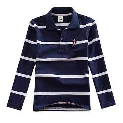 Langarm-Poloshirt für Jungen und Mädchen, Baumwolle, gestreift, für Kinder, Hemden, Jungen, T-Shirt, Uniform, Schulkleidung Gr. 7 Jahre, C von BLOSSOMLIFE