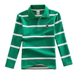 Langarm-Poloshirt für Jungen und Mädchen, Baumwolle, gestreift, für Kinder, Hemden, Jungen, T-Shirt, Uniform, Schulkleidung Gr. 9 Jahre, F von BLOSSOMLIFE