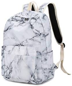 Rucksack für Teenager, Mädchen, Damen, Schulrucksack, Laptop, Büchertaschen, Reiserucksack, Tagesrucksack, Marmor von BLUBOON