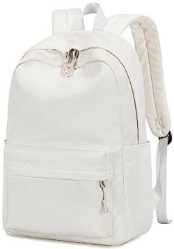 Schulrucksack für Teenager, Mädchen, Frauen, Laptop-Rucksack, College, Büchertaschen, Mittelschule, Reisen, Arbeit, Pendler, Rucksack (einfarbiges Beige) von BLUBOON