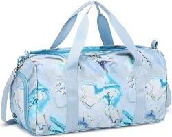 Sporttasche, Reisetasche für Herren und Damen, mit Schuhfach, Nassfach, Vergoldeter blauer Marmor von BLUBOON