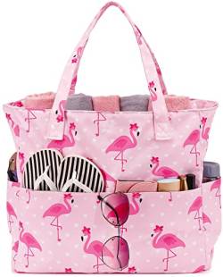 Wasserdichte Strandtasche, Pooltasche für Damen, extra groß, Sporttasche, Handgepäcktasche mit Nassfach für Wochenendreisen, Flamingo-pink, X-Large von BLUBOON