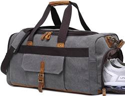 Weekender Reisetasche für Damen und Herren, Wochenende, Reisetasche, Handgepäcktasche, grau, 54 * 28 * 29 cm/ 21.3*11*11.4 in, Gepolstert von BLUBOON