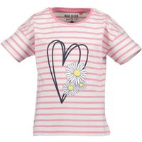 Blue Seven T-Shirt Kinder Mädchen Kurzarm-Shirt mit Streifen und Herz-Blumen-Print von BLUE SEVEN