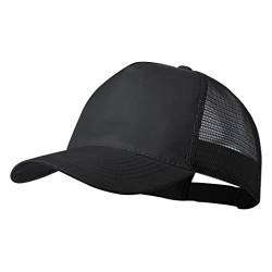 Trucker Cap Casual Cap Baseball Cap 5-Panels Mesh auf der Rückseite, verstellbar mit Kunststoff-Verschluss, Kappe für Herren, Damen, Sommer., Schwarz , 58 cm von BLUECHOLON