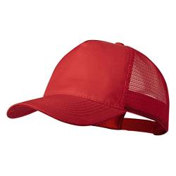 Trucker Cap Casual Cap Baseball Cap 5-Panels Mesh auf der Rückseite, verstellbar mit Kunststoff-Verschluss, Kappe für Herren, Damen, Sommer., rot, 58 cm von BLUECHOLON