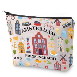 BLUPARK Kosmetiktasche Amsterdam, Prinsengracht, Reise-Make-up-Tasche, Geschenk für Amsterdam-Liebhaber, Amsterdam, Retro von BLUPARK