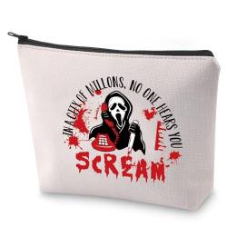 BLUPARK Kosmetiktasche mit Horror-Kaffee-Motiv, Halloween-Party, Geschenk, Schrei, Halloween, Film, Make-up-Tasche, gruseliges Oktober-Geschenk, hört dich schreien von BLUPARK