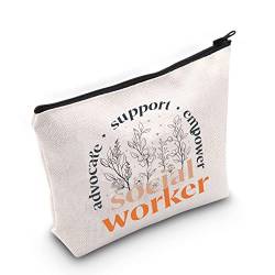 BLUPARK Make-up-Tasche für Sozialarbeiter, Geschenk, Sozialarbeiter, MSW, LSW, Geschenk für Sozialarbeiter, Sozialarbeiter, Wertschätzungsgeschenk, Cremeweiß, Social Worker von BLUPARK