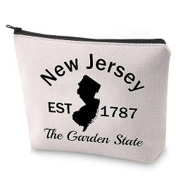 BLUPARK NJ State Kosmetiktasche Unabhängigkeit Geschenk New Jersey Est 1787 The Garden State Reise Make-up-Tasche Freiheitsgeschenk, New Jersey von BLUPARK