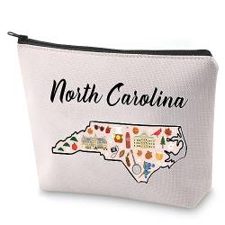 BLUPARK North Carolina Map Kosmetiktasche North Carolina Reise-Make-up-Tasche Geschenk für jemanden, der nach North Carolina zieht, North Carolina von BLUPARK