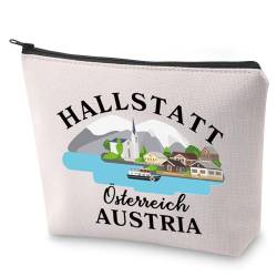 BLUPARK Österreich Merch Kosmetiktasche Österreich Geschenk Hallstatt Österreich Reise Make-up Tasche Österreich Reise Geschenk, Hallstatt, Retro von BLUPARK