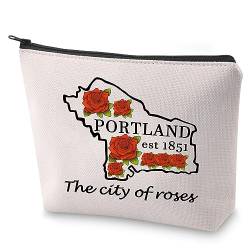 BLUPARK Portland Oregon Gift Portland Est 1851 The City Of Roses Reise-Make-up-Tasche für Gartenliebhaber und Stadtstolz, Portland von BLUPARK