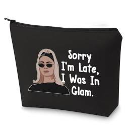 BLUPARK RHONY inspiriertes Geschenk "Sorry I'm Late I Was In Glam" Make-up-Tasche, echtes Geschenk für Hausfrauen, I Was In Glam-BK, Retro von BLUPARK