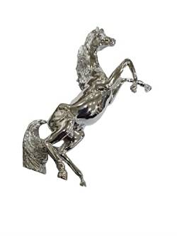 1 Figur Pferd 15 cm hoch aus Harz mit dünner Silberfolie überzogen, inklusive Schachtel für Geschenkverpackung, Amulett Horn Charms, Glück, neapolitanische Amulette + 1 Schlüsselanhänger, taglia von BLUSUPERSHOP