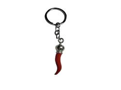 1 Schlüsselanhänger, 1 Horn, 3,5 cm, Rot, Metall und Napolettano-Emaille, rot, Einheitsgröße von BLUSUPERSHOP