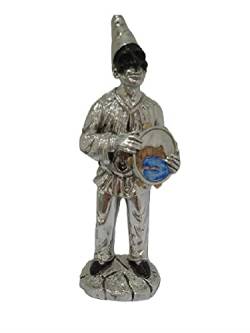 1 x 22 cm hohe Figur aus Kunstharz, beschichtet mit dünner Silberfolie, inklusive Geschenkbox für Amulett Horn Charms, Lucky Amulette Neapolitanische Amulette + 1 Schlüsselanhänger, taglia unica, Harz von BLUSUPERSHOP