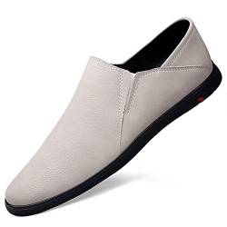 BMBFLZN Herren Anzugschuhe Oxford-Schuhe for Herren for Hineinschlüpfen, veganes Leder, einfarbig, Blockabsatz, niedrige Gummisohle, rutschfestes Gehen (Color : Beige, Size : 40 EU) von BMBFLZN
