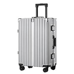BMDOZRL Handgepäck Koffer Gepäck, großes Fassungsvermögen, Aluminiumrahmen-Koffer, leicht, Universalrad, Passwortbox, Trolley-Koffer, tragbarer Koffer (Color : D, Size : 22in) von BMDOZRL