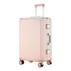 BMDOZRL Handgepäck Koffer Gepäck Reise Aluminiumrahmen Trolley Case Passwort Universal Wheel Case Bag (Color : Pink, Size : 24inch) von BMDOZRL