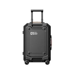 BMDOZRL Handgepäck Koffer Gepäck mit großer Kapazität, robust und langlebig, leiser Boarding-Trolley, Passwortbox-Koffer, modisches Gepäck (Color : Black, Size : 20inch) von BMDOZRL