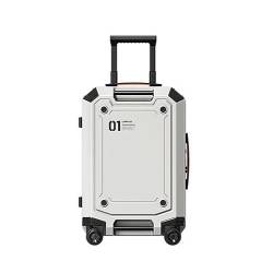 BMDOZRL Handgepäck Koffer Gepäck mit großer Kapazität, robust und langlebig, leiser Boarding-Trolley, Passwortbox-Koffer, modisches Gepäck (Color : Blanc, Size : 24inch) von BMDOZRL