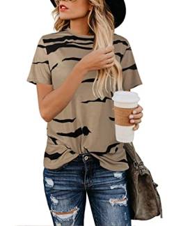 BMJL Damen Casual Cute Shirts Leopard Print Tops Basic Kurzarm Weiche Bluse - - Mittel von BMJL