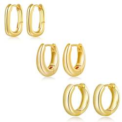 3–7 Paar Huggie-Creolen in Silber/Gold für Frauen, quadratisch, knorpelige Hoops, kleine klobige Ohrring-Sets für mehrere Piercings von BMMYE