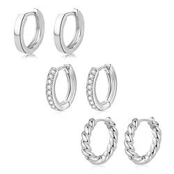 3–7 Paar Huggie-Creolen in Silber/Gold für Frauen, quadratisch, knorpelige Hoops, kleine klobige Ohrring-Sets für mehrere Piercings von BMMYE