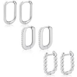 3–7 Paar Huggie-Creolen in Silber/Gold für Frauen, quadratisch, knorpelige Hoops, kleine klobige Ohrring-Sets für mehrere Piercings von BMMYE