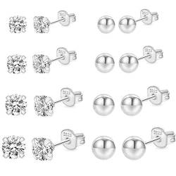8 Paar Ohrstecker Gold für Damen 925 Echt Silber Ohrringe Set für Männer Mädchen Kinder Klein Stecker Earrings von BMMYE