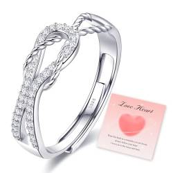 925 Sterling Silber Liebesknoten Ringe für Frauen verstellbare offene Fingerringe Schmuck Geschenke Versprechen Ringe für Frauen mit Zirkonia von BMMYE