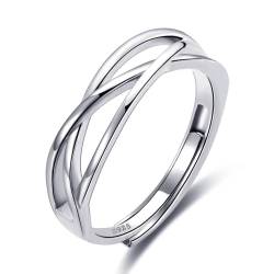 925 Sterling Silber gekreuzte Ringe für Frauen verstellbare offene Fingerringe Schmuck Geschenke Versprechen Ringe für Frauen Mädchen von BMMYE