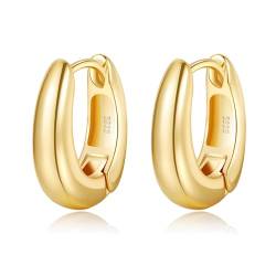 BMMYE Chunky Gold Hoops kleine Huggie Ohrringe für Frauen, dicke ovale Chunky Silber Hoop Ohrringe hypoallergene Ohrringe von BMMYE